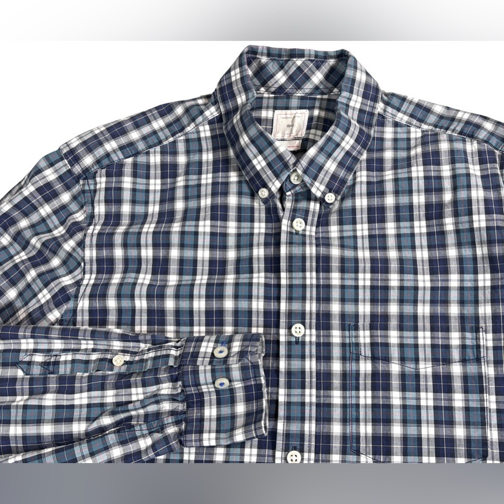 Gap Button Front Shirt Size Large Long Sleeve Blue Plaid